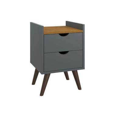 Imagem de Mesa De Cabeceira Criado para Quarto Cama Casal 2 Gavetas Juma - Movei