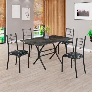 Imagem de Conjunto Sala de Jantar Mesa Retangular 120x75cm Tampo Pedra Ardósia I