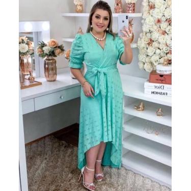 Imagem de Vestido Mullet com calda Moda Feminina Longo  - R.H STORE, Verde claro