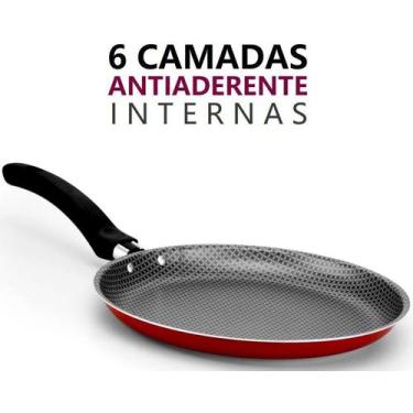 Imagem de Panquequeira - Tapioqueira - Frigideira  - 22 cm - Vermelha - ALEGRETE
