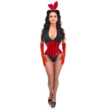 Imagem de Daisy corsets Fantasia feminina plus size luxuosa 4 peças Red Festival Bunny Corset 2X, Vermelho
