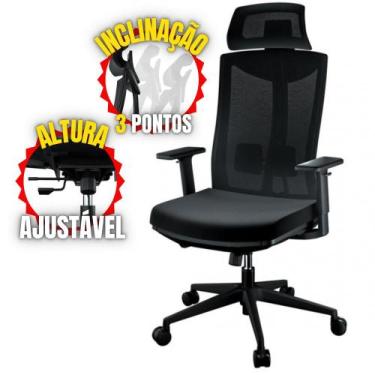 Imagem de CADEIRA ERGONOMICA OFFICE B7 PRETA  PCOB7PT com Altura e Acento Ajustá
