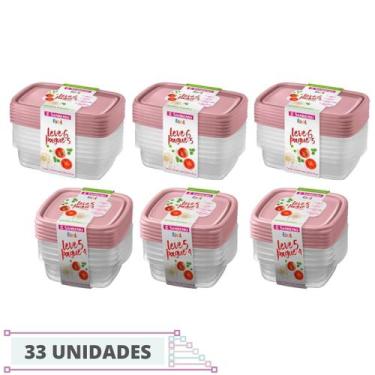 Imagem de Jogo 33 Potes Rosa 785ml + 530ml Plástico Sanremo Marmitas