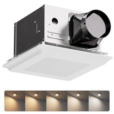 Imagem de JULLISON Ventilador de ventilação de 100 CFM com exaustor de banheiro silencioso e leve com 5 opções CCT Ventilador de ventilação de banheiro com eficiência energética para fluxo de ar superior e