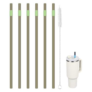 Imagem de KLOWOAH Canudo de substituição compatível com copo Stanley 1,134 g, com 1 escova, pacote com 6 (verde)