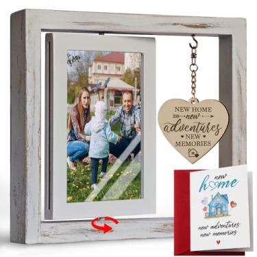 Imagem de Porta-retrato de inauguração de casa 2024, presentes para casa nova, moldura exclusiva para primeiro dono de casa, casal recém-casado, clientes, amigos, casamento flutuante giratório, presentes de