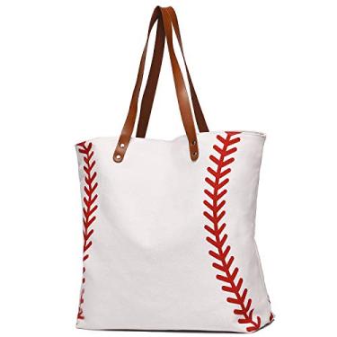 Imagem de Grande bolsa de beisebol esportiva impressão utilitária alça superior bolsa de ombro lona esporte viagem praia presentes para mulheres, Grande, Medium