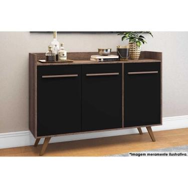 Imagem de Buffet de Sala Jantar RT3134 3 Portas Rustico/Preto - Movelbento