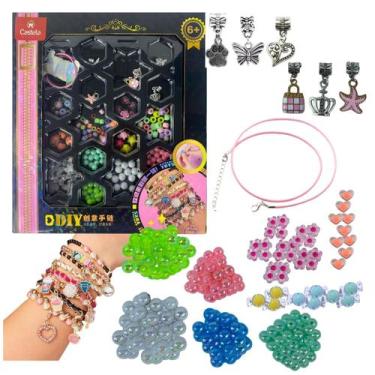 Imagem de Kit Miçangas Infantil Coloridas Para Montar Pulseiras 138 pecas - Cast