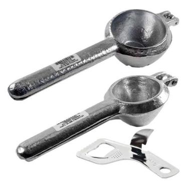 Imagem de 2 Espremedor Manual Laranja Limão + Abridor Garrafas Latas - Evovlere,