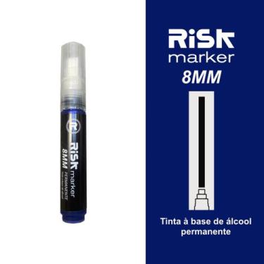 Imagem de Caneta marcador permanente artístico ponta 8MM Risk marker, Azul