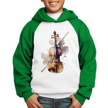 Imagem de Moletom Infantil Violino - Foca na Moda, Branco, Verde, 4
