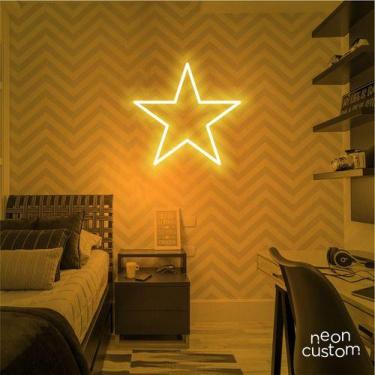 Imagem de luminaria letreiro Neon Led Estrela 40x40 luminoso decoração p/ selfie