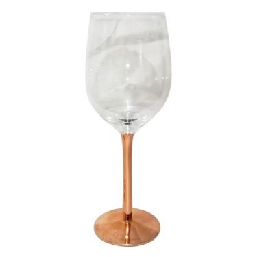 Imagem de Taça para Vinho de Vidro Incolor e Base Cobre 400ml - Unid. - BTC