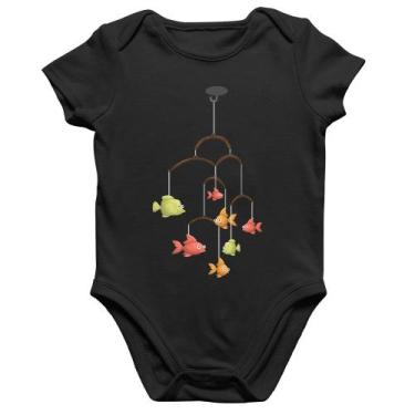 Imagem de Body Bebê Algodão Peixinhos Móbile - Foca na Moda, Preto, P
