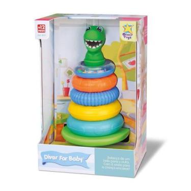 Imagem de Pirâmide de argolas Empilhar Chocalho Dinossauro - Divertoys