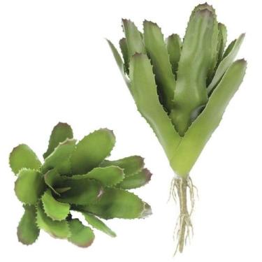 Imagem de Kit 8 Peças Bromélia Planta Artificial Verde 20 Folhas 28cm - Gici Dec