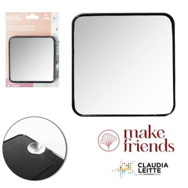 Imagem de Espelho de pendurar quadrado 9cm com ventosa aumenta 5x - MAKE FRIENDS