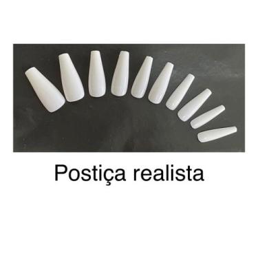 Imagem de Unhas REALISTAS BRANCA Postiças bailarina 100 UN unhas inteiras longas