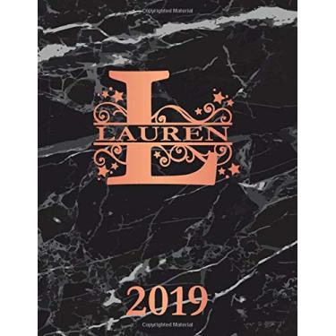 Imagem de Lauren 2019: Personalized Name Weekly Planner 2019. Monogram Letter L Notebook Planner. Black Marble & Rose Gold Cover. Datebook Calendar Schedule