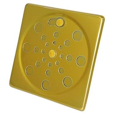 Imagem de Tampa P/ Ralo Grelha Quadrado 10cm Abre/ Fecha - DOURADO - Montelar Ac