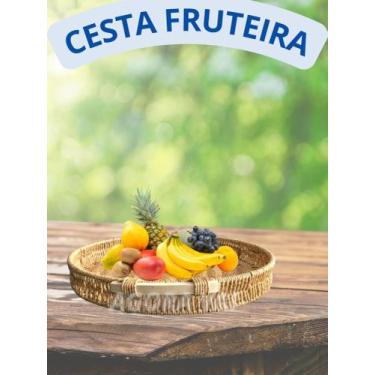 Imagem de Cesta Fruteira Redonda Organizador Fibra Sintética Grande - AgoraVai