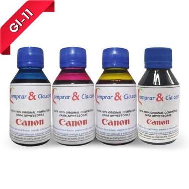 Imagem de Tinta Canon GI-11 p/ G3160 G2160  Compatível  Kit 4 Cores 400 ML - Par