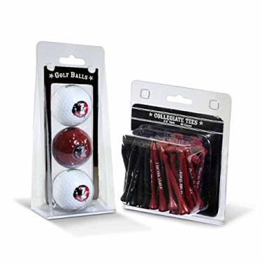 Imagem de Team Golf NCAA Florida State Seminoles 3 bolas de golfe e 50 camisetas de golfe impressas com logotipo (3 unidades) e camisetas de golfe reguladas de 6 cm (50 unidades), multicoloridas