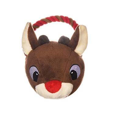 Imagem de Rudolph Brinquedo de cachorro com cabeça de corda de rena do nariz vermelho | Brinquedo de pelúcia para cães, brinquedo de mastigar para cães, brinquedo de puxão de cachorro | Brinquedo de Natal para