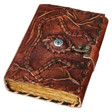 Imagem de Livro de feitiços Abracadabra, presentes e decorações de Halloween, diário de couro, livro das sombra para escrita, melhores presentes de Abracadabra para homens e mulheres (20 x 15 cm, marrom)