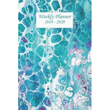 Imagem de Weekly Planner 2019-2020: Monthly Schedule - 1 week at a glance - Calendar Checklists & Notes Daily To Do’s Academic Organizer Notebook Agenda ... Acrylic Colors Watercolor Pattern Blue