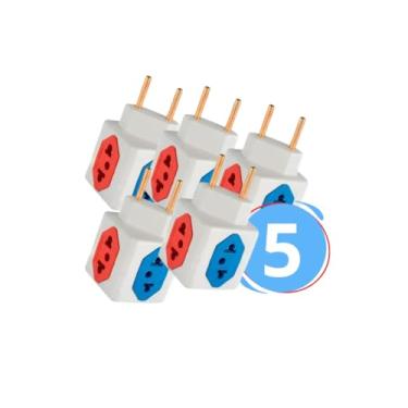 Imagem de Kit com 5 Adaptadores Benjamim Cubo 4 Entradas, 10A e 20A, Bivolt 110V/220V, Padrão Brasileiro Novo 3 Pinos, Resistente e Versátil, Cores Sortidas, Ideal para Casa ou Escritório