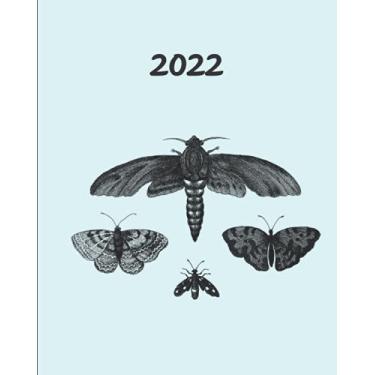 Imagem de 2022 Planner: 2022 Planner: Weekly Meal Planner with Grocery List, Weekly and Monthly To Do List, and Time Slots, Blue with Moths & Butterflies, Insects