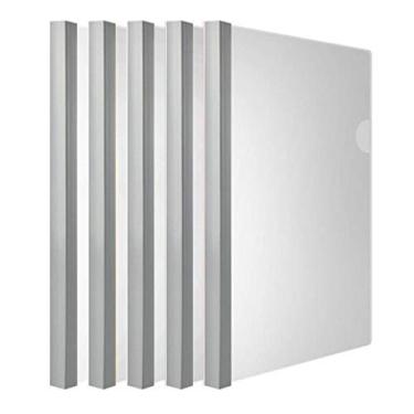 Imagem de AKAHA Pasta de Arquivos Transparente com Barra Deslizante (90 Folhas, A4, Branco, Plástico, 5 Cores, Solid-White, 10 PCs)