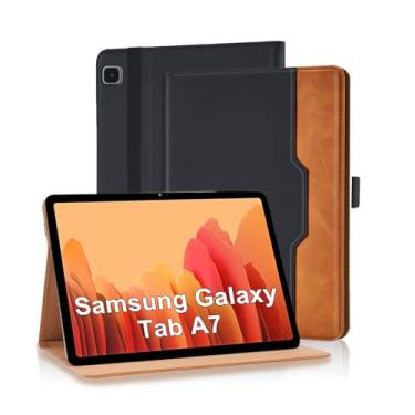 Imagem de Varohix Capa de tablet para Samsung Galaxy Tab A7 10,4 polegadas 2020 (SM-T500/T505/T507) capa flip de couro PU para Tab A7 SM T500 suporte multiângulo com bolso para cartão e suporte de mão, preta