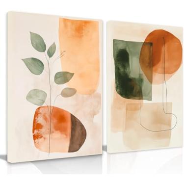Imagem de Kit 2 Quadros Decorativos Canvas 60x90 cm, Abstrato Boho, Arte Para Quarto, Sala, Corredor
