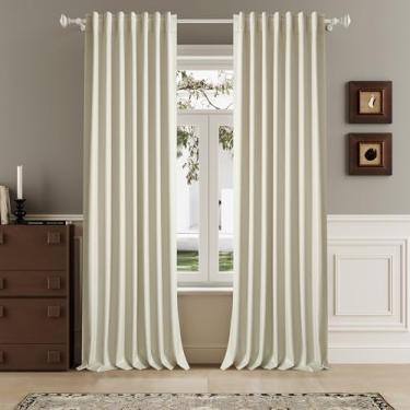 Imagem de Cortinas de linho extra longas bege creme de 300 cm do chão ao teto para portas de vidro deslizantes 2 painéis, linho 100% blackout elegante boho cortinas térmicas para janelas grandes 3 m, 120 x 30