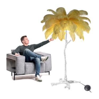 Imagem de Luminária de chão, lâmpadas de piso de penas, lâmpadas de chão modernas de resina, lâmpadas de LED 3 tons, lâmpada de pé regulável, interruptor de pé, lâmpada de leitura para quarto - presente