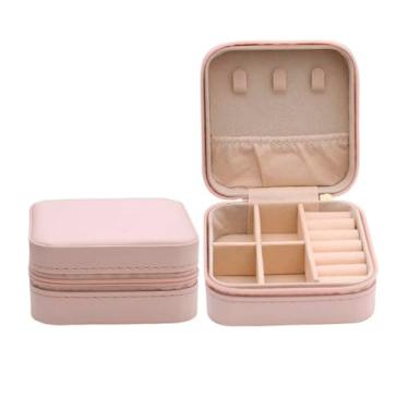 Imagem de Porta Jóias Portátil, Mini Maleta Estojo Organizador para Brincos, Bijuterias, Colares, Anéis, Relógios, Maquiagem, Acessórios, Bolsa Feminina, Rosa
