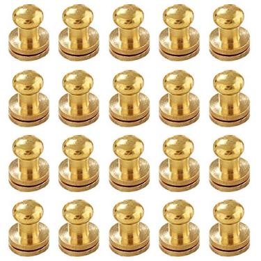 Imagem de 20 Pieces 6mm Round Head Button Studs Brass Leathercraft Studs Buttons Cap Rivets Screwback Screw Stud Spot Rivet for DIY PU-Leather Craft Accessories Belt Wallet Handbag, Copper-Tone