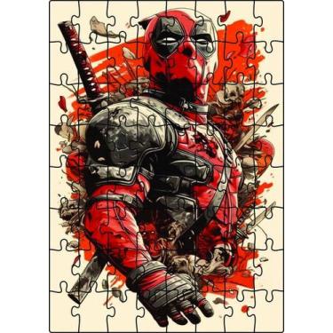 Imagem de Quebra-Cabeça Jogo Infantil Deadpool 64 Peças MDF 18x26 - Brothers Min
