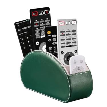 Imagem de Caixa organizadora de suporte de controle remoto com 5 compartimentos de couro sintético multifuncional para escritório, armazenamento de TV, controle remoto para reprodutor de mídia, pincel, lápis,
