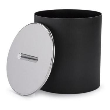 Imagem de Lixeira De Banheiro - Tampa Inox - 5,4 Litros Brinox - Preto
