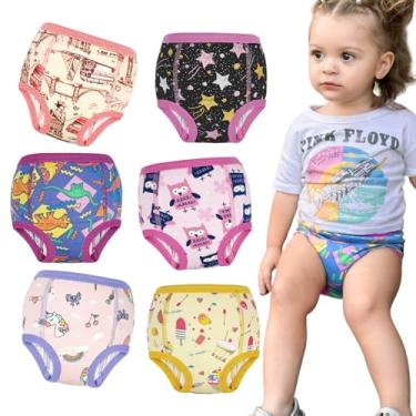 Imagem de MooMoo Baby Pacote com 6 cuecas absorventes para treinamento de algodão para meninos e meninas 2-9T, Amarelo, 3 Anos