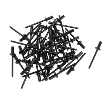 Imagem de VekAuto 50 peças de rebites de vedação fechados com cabeça de cúpula 4 mm de diâmetro de aderência de 10 mm de comprimento de aderência 8 mm diâmetro da flange kit sortido ferro preto