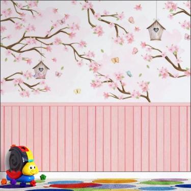 Imagem de Papel de Parede infantil flores e árvores borboletas encantadas1 - Alo