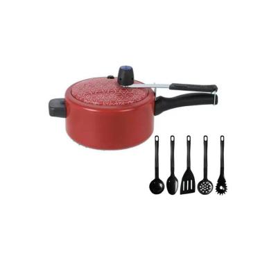 Imagem de Kit Panela De Pressão Mas 5 Talheres Antiaderente.