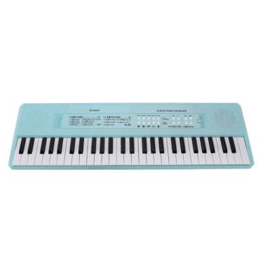 Imagem de Teclado Piano 54 Teclado Musical de Piano Com Cabo de Alimentação USB e Cabo de Alimentação USB, Teclado de Piano Elétrico de Plástico para Garotas Iniciantes Meninas (Azul)