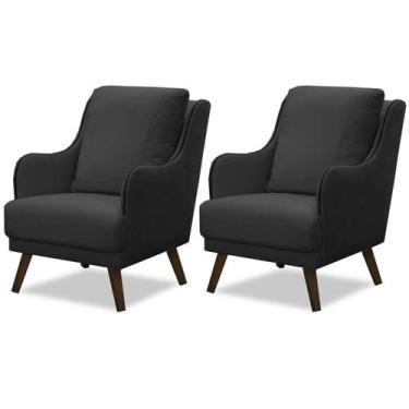 Imagem de Kit 2 Poltronas para Sala Decorativas c/ Tachas Sarah - Konfort, Velud