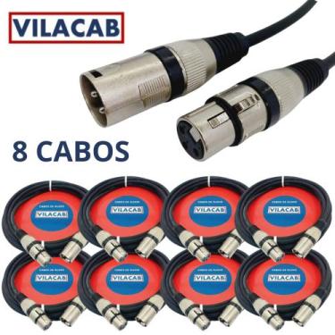 Imagem de Kit 8 Cabos Microfone/dmx Balanceado 2 Metros - Vilacab